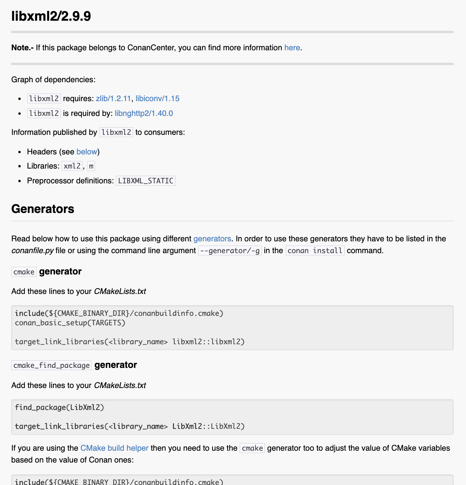 Markdown generator output for ``libxml2/2.9.9`` package.